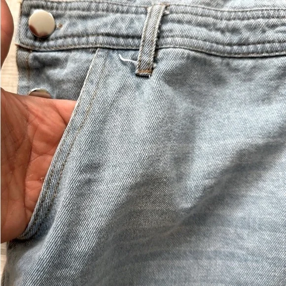 205 Collins Women’s Distressed Denim Overall Mini Skirt - Picture 4 of 7